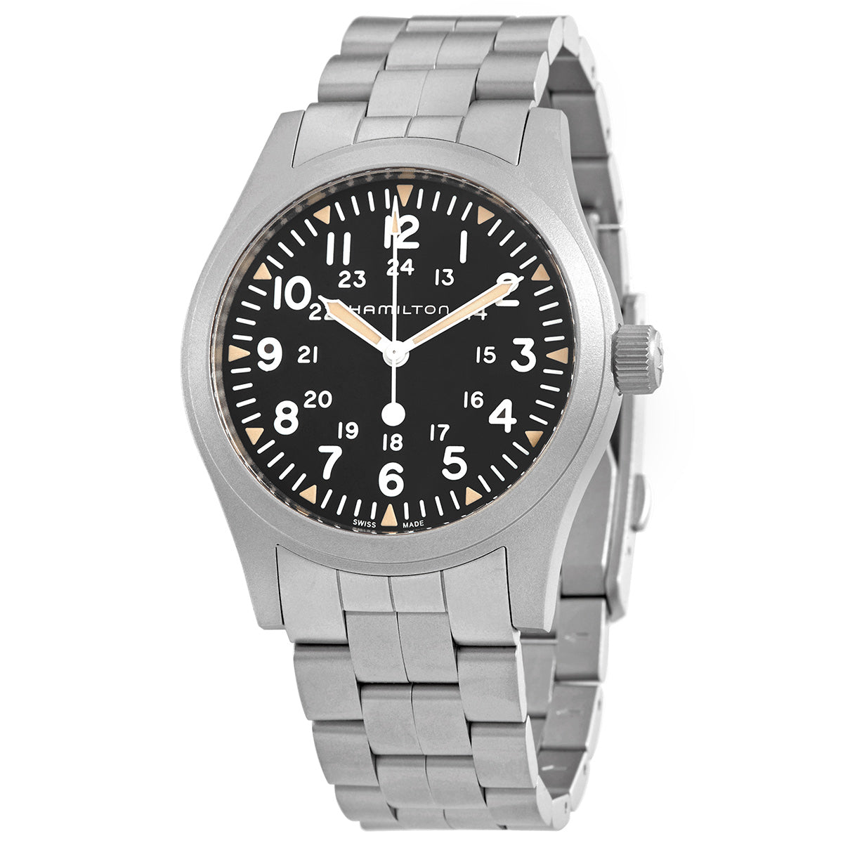 Hamilton Khaki Field Hand Wind Black Dial Mens Watch