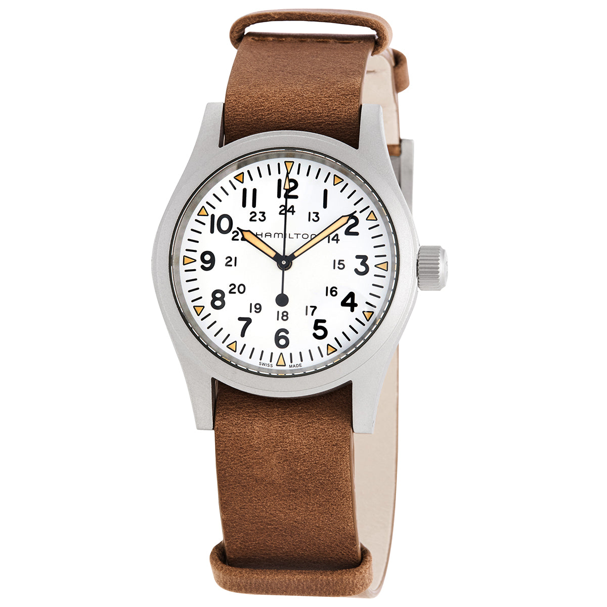 Hamilton Khaki Field Hand Wind White Dial Mens Watch