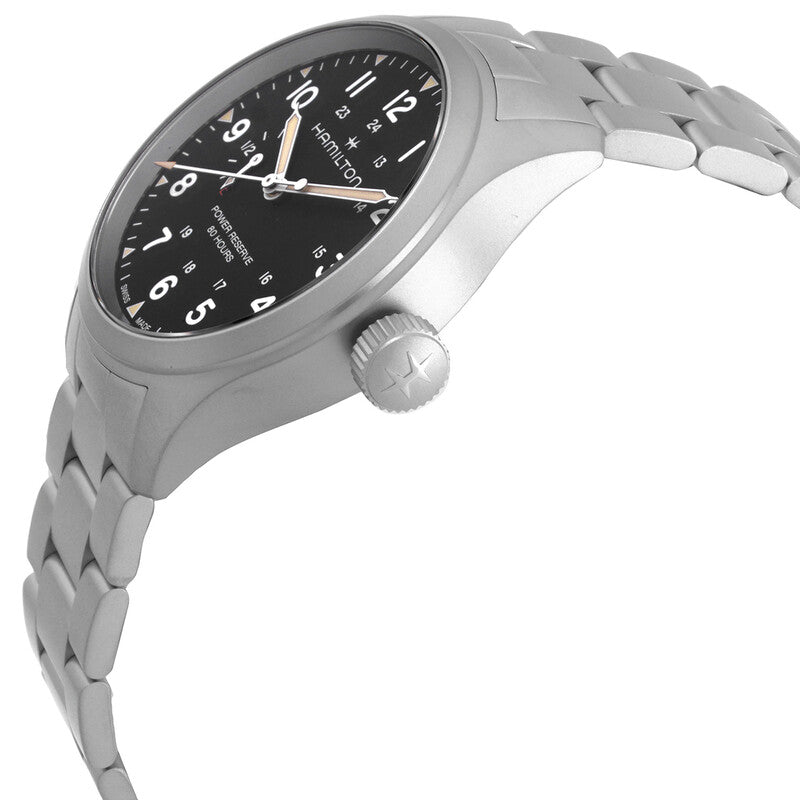 Hamilton Khaki Field Mechanical Power Reserve Black Dial Mens Watch