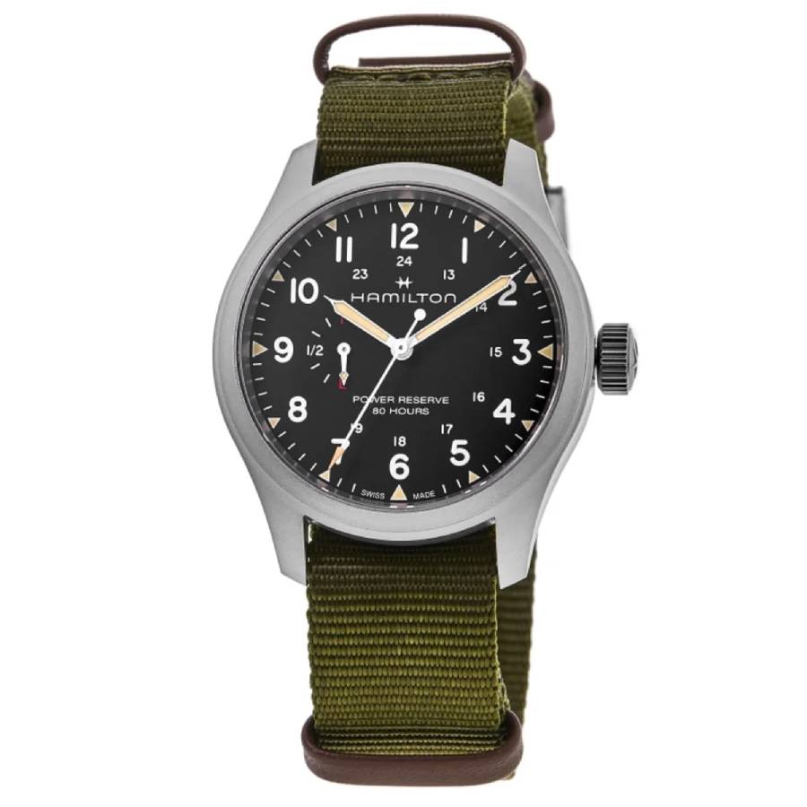 Hamilton Khaki Field Mechanical Power Reserve Black Dial Mens Watch