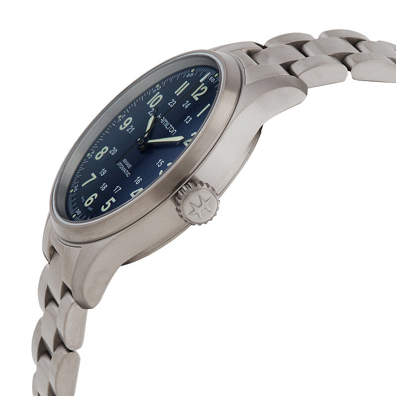 Hamilton Khaki Field Titanium Automatic Blue Dial Mens Watch