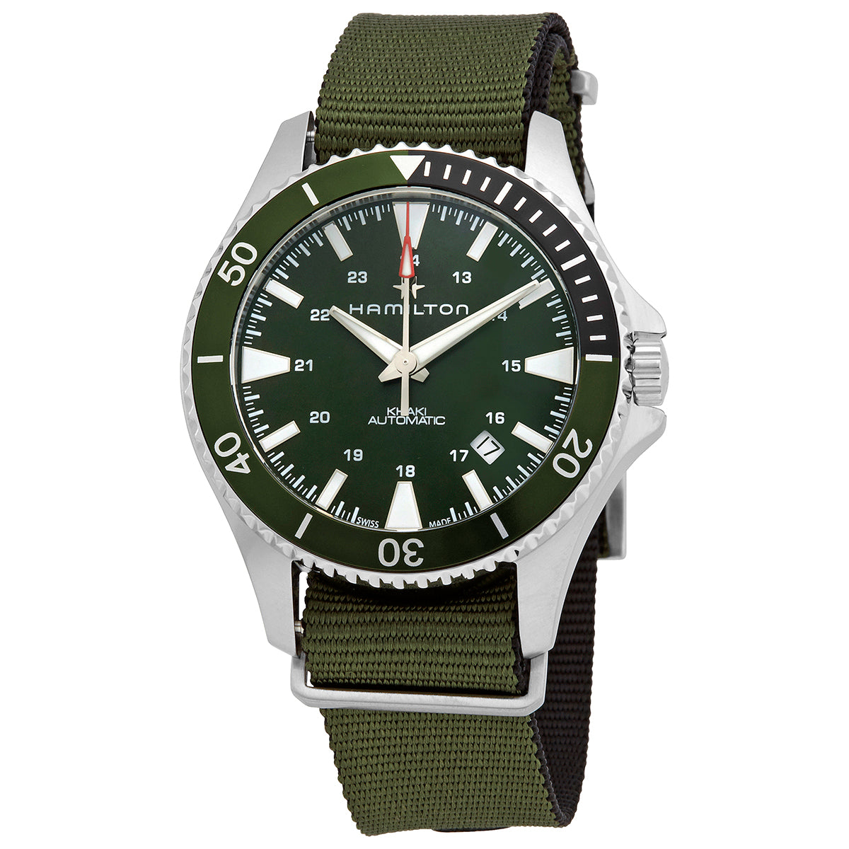 Hamilton Khaki Navy Automatic Green Dial Sprite Bezel Mens Watch