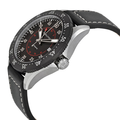 Hamilton Khaki Pilot Gmt Black Dial Black Leather Mens Watch