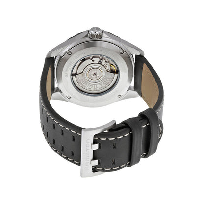 Hamilton Khaki Pilot Gmt Black Dial Black Leather Mens Watch