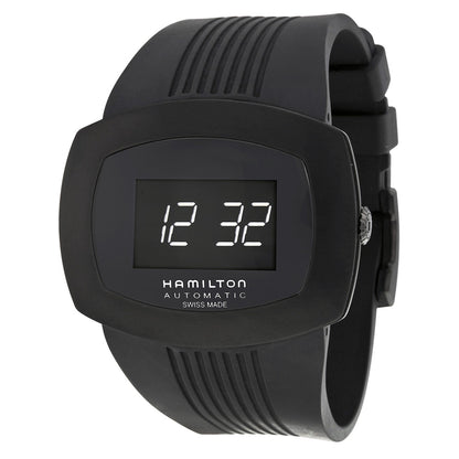 Hamilton Pulsomatic Black Digital Dial Black Pvd Mens Watch