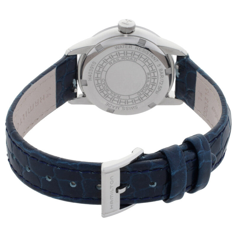 Hamilton Railroad White Mother Of Pearl Dial Blue Leather Women's Watch