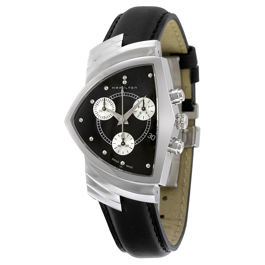 Hamilton Ventura Chrono Black Dial Shield Shaped Mens Watch