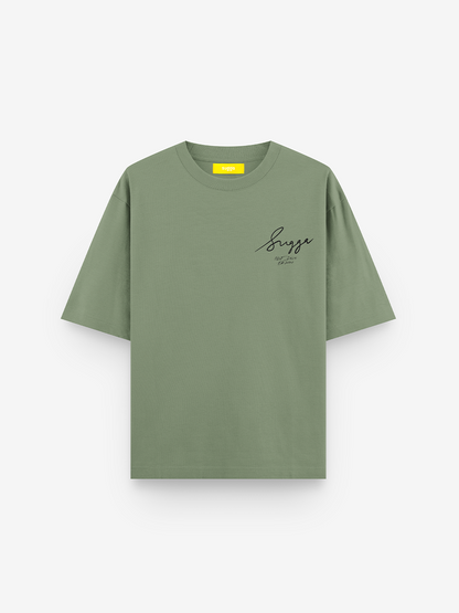 Sugga Handwritten Tshirt In Matcha Green Regular Fit