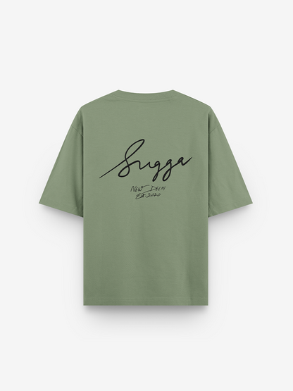 Sugga Handwritten Tshirt In Matcha Green Regular Fit