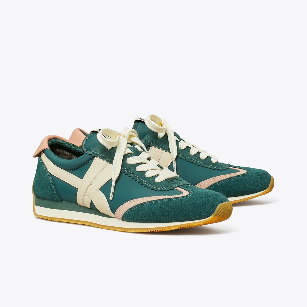 Tory Burch Hank Sneaker Bottle Green / Pink Moon