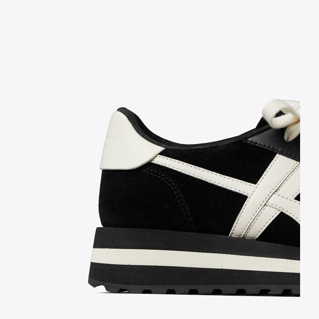 Tory Burch Hank Wedge Sneaker BLACK/NEW IVORY/TITANIUM WHITE