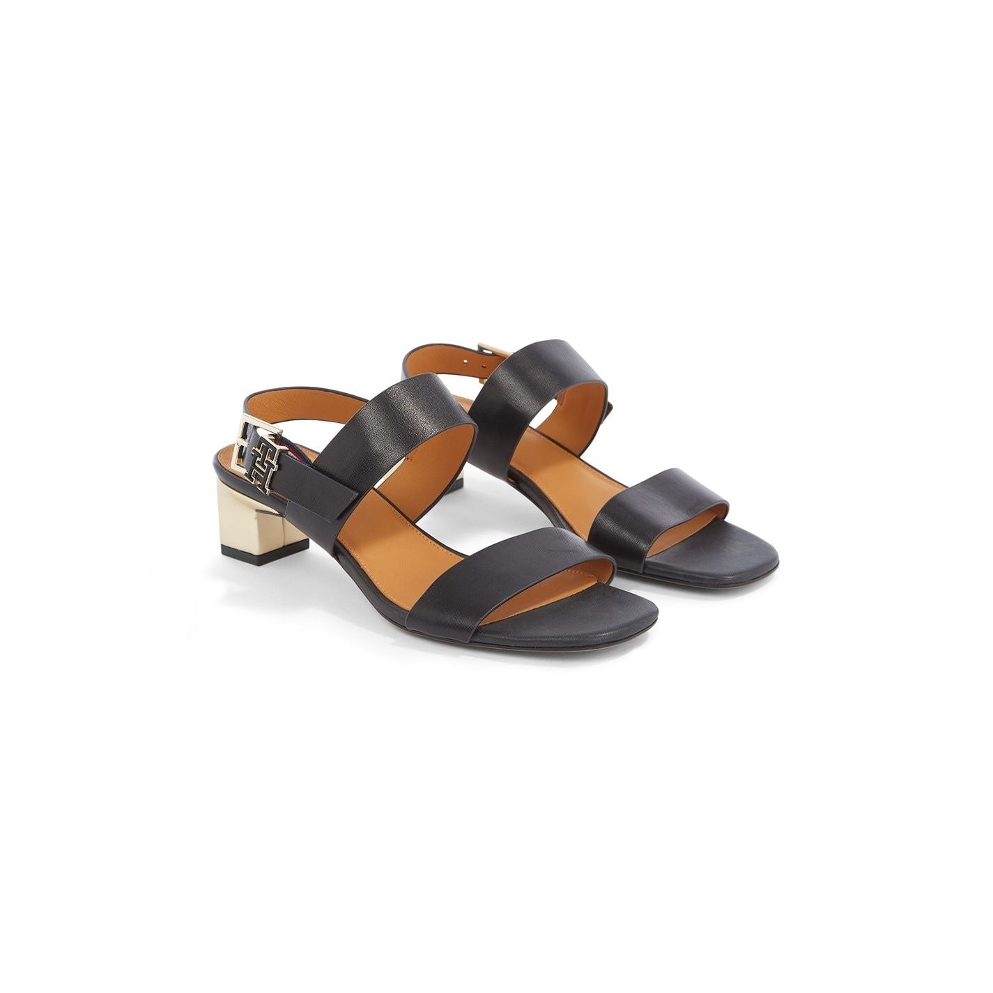  Hardware Block Mid Heels Black