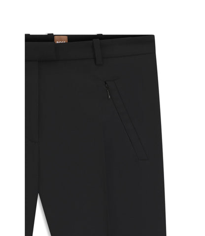 Boss Zipped Hem Slim Fit Trousers With Cropped Length Black Women's
