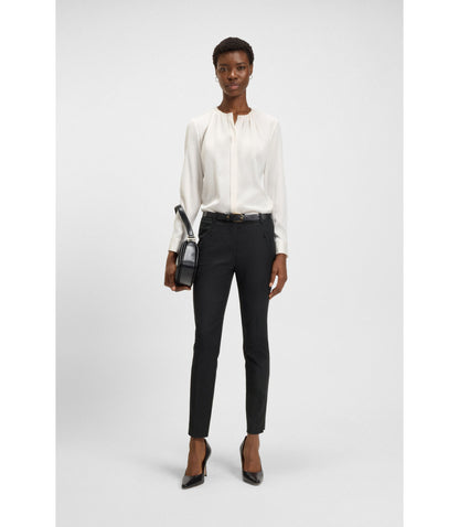 Boss Zipped Hem Slim Fit Trousers With Cropped Length Black Women's