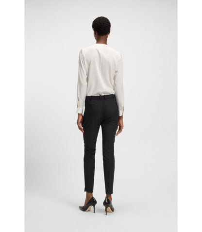Boss Zipped Hem Slim Fit Trousers With Cropped Length Black Women's