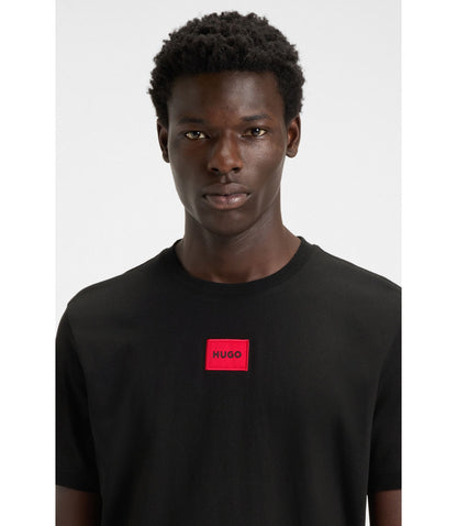 Hugo Logo Label T Shirt In Cotton Jersey Black