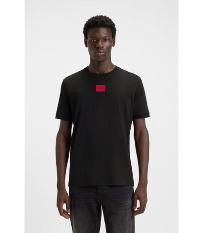 Hugo Logo Label T Shirt In Cotton Jersey Black