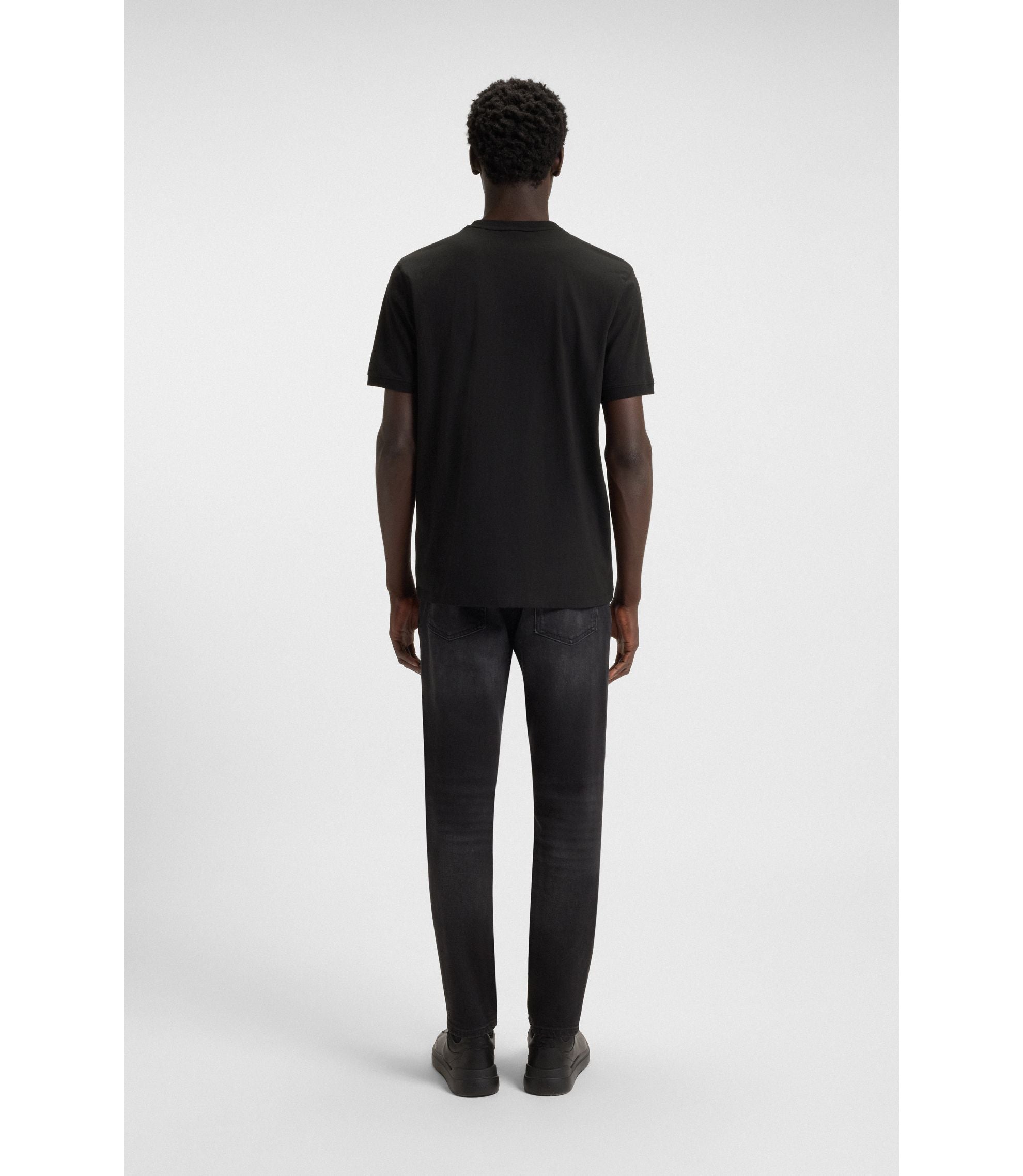 Hugo Logo Label T Shirt In Cotton Jersey Black