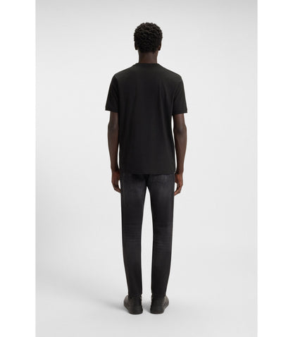 Hugo Logo Label T Shirt In Cotton Jersey Black