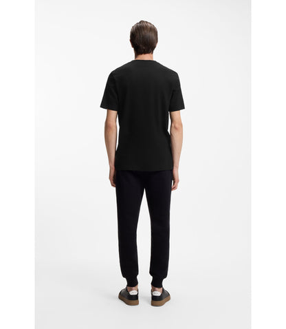 Boss Bubble Jacquard Structure T Shirt In A Cotton Blend Black