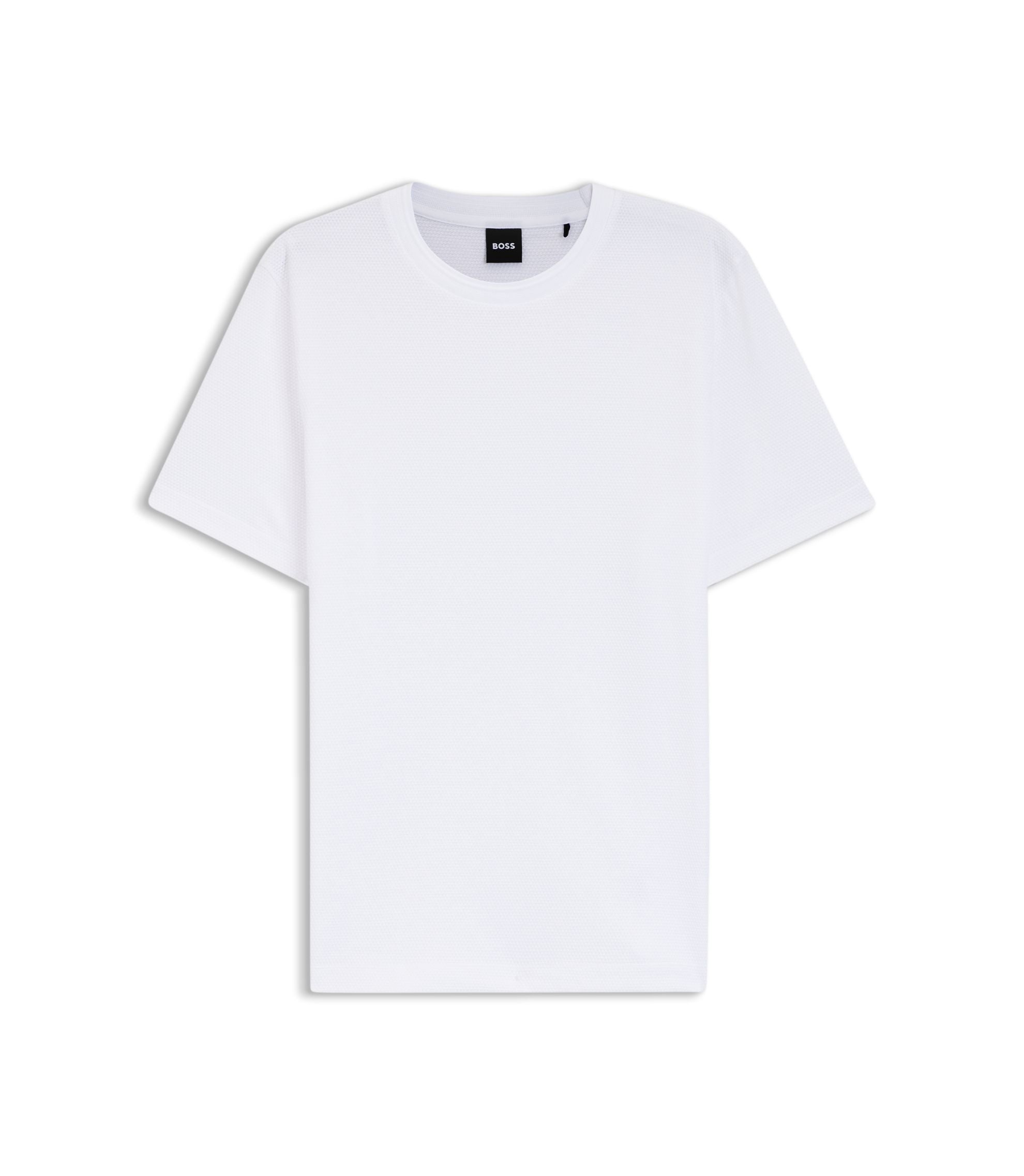 Boss Bubble Jacquard Structure T Shirt In A Cotton Blend White