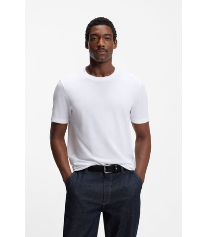 Boss Bubble Jacquard Structure T Shirt In A Cotton Blend White