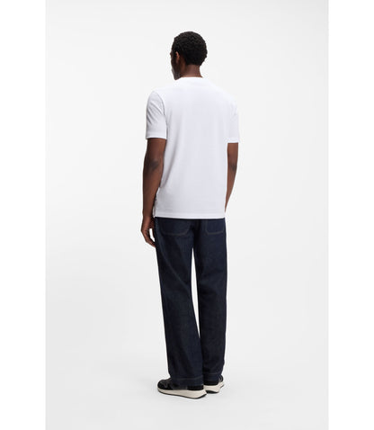 Boss Bubble Jacquard Structure T Shirt In A Cotton Blend White