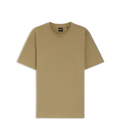 Boss Bubble Jacquard Structure T Shirt In A Cotton Blend Khaki