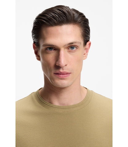Boss Bubble Jacquard Structure T Shirt In A Cotton Blend Khaki