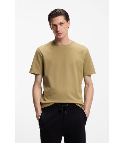 Boss Bubble Jacquard Structure T Shirt In A Cotton Blend Khaki