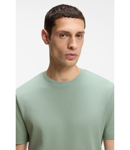 Boss Bubble Jacquard Structure T Shirt In A Cotton Blend Light Green