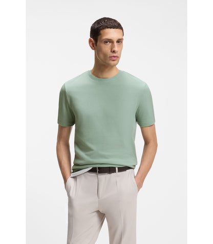 Boss Bubble Jacquard Structure T Shirt In A Cotton Blend Light Green