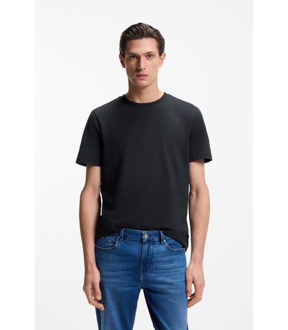 Boss Bubble Jacquard Structure T Shirt In A Cotton Blend Dark Blue