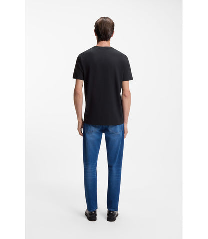 Boss Bubble Jacquard Structure T Shirt In A Cotton Blend Dark Blue
