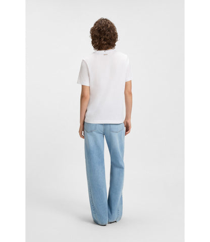 Boss Relaxed Fit T Shirt In Cotton Jersey White Women's