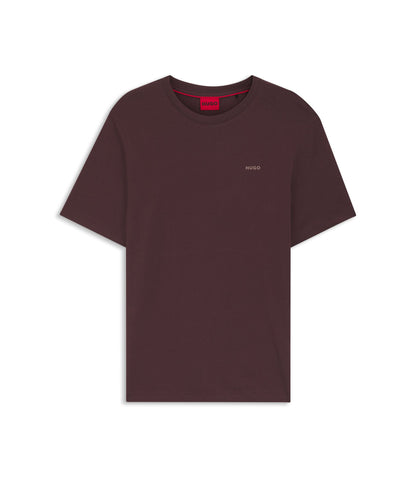 Hugo Logo Print T Shirt In Cotton Jersey Light Brown