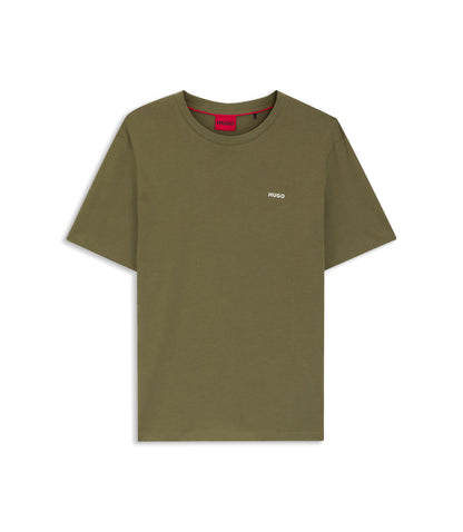 Hugo Logo Print T Shirt In Cotton Jersey Light Green