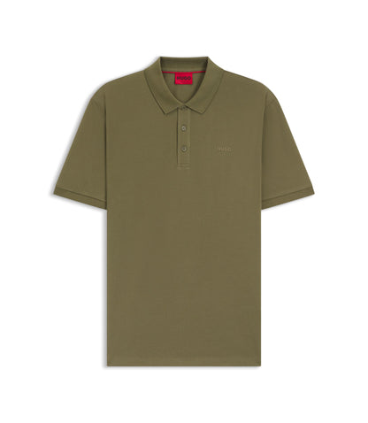 Hugo Cotton Piqu Polo Shirt With Logo Print Light Green