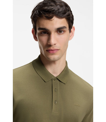Hugo Cotton Piqu Polo Shirt With Logo Print Light Green