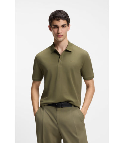 Hugo Cotton Piqu Polo Shirt With Logo Print Light Green