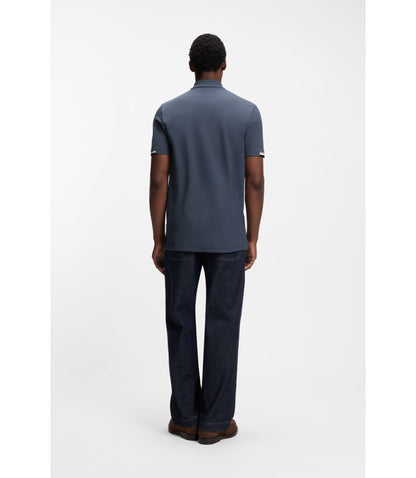 Boss Rubberised Logo Polo Shirt In Mercerised Cotton Light Blue