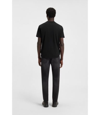 Hugo Cotton Jersey T Shirt With Logo Print Black