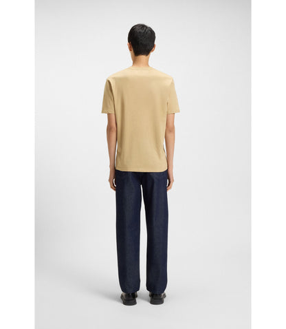 Hugo Cotton Jersey T Shirt With Logo Print Beige