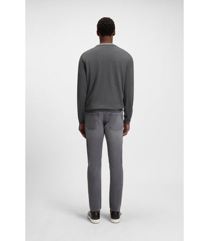 Boss Slim Fit Sweater In Merino Wool Grey
