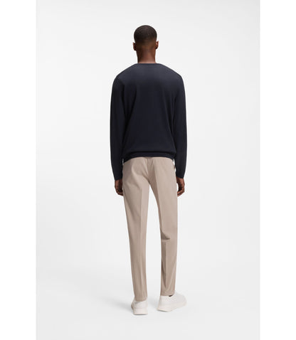 Boss Slim Fit Sweater In Merino Wool Dark Blue