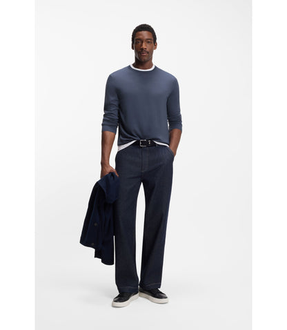Boss Slim Fit Sweater In Merino Wool Light Blue