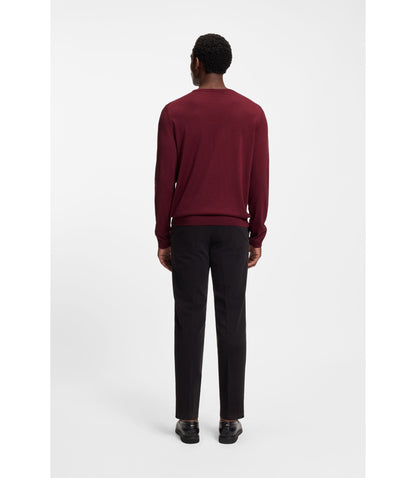 Boss Slim Fit Sweater In Merino Wool Dark Red