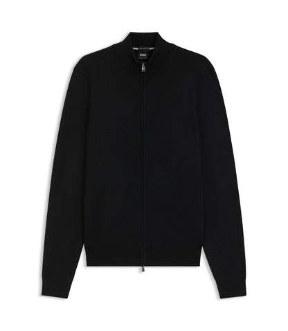 Boss Knitted Cardigan In Virgin Wool Black