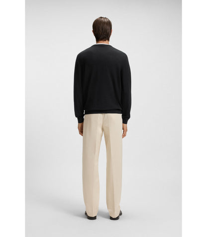 Boss Virgin Wool Sweater With V Neckline Black