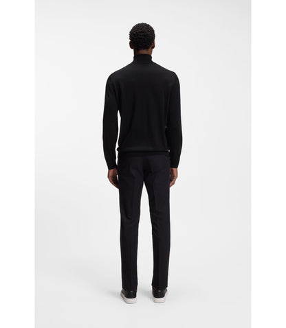 Boss Merino Wool Rollneck Sweater In A Slim Fit Black